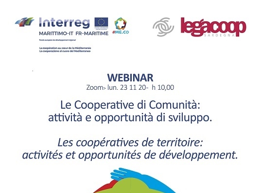 Webinar “Le Cooperative di Comunità: attività e opportunità di sviluppo” 23 Novembre ore 10,00